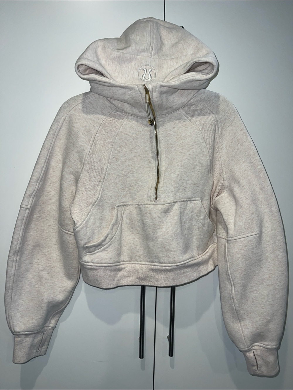 lululemon athletica Women's Cropped Half-Zip Hoodie - oatmeal